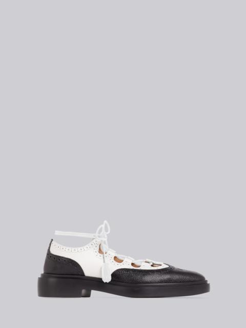 Thom Browne Black and White Pebbled Calfskin Ghillie Brogue