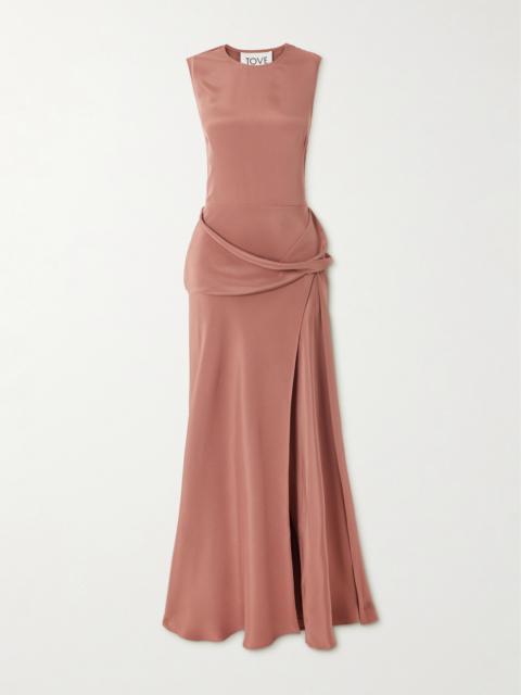 TOVE Jadi Cutout Draped Satin Maxi Dress