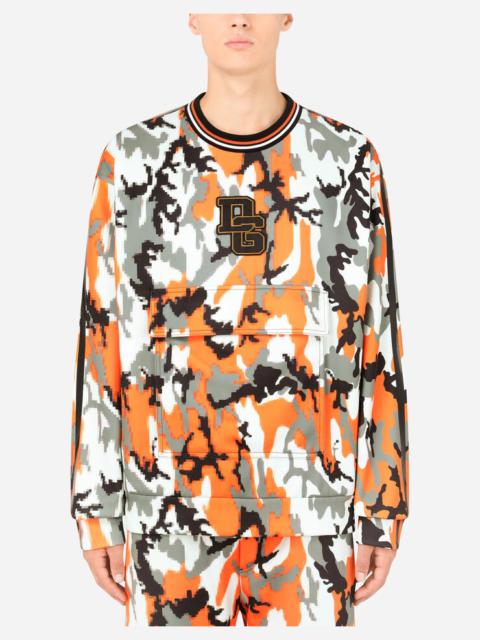 Camouflage-print jersey sweatshirt with DG patch