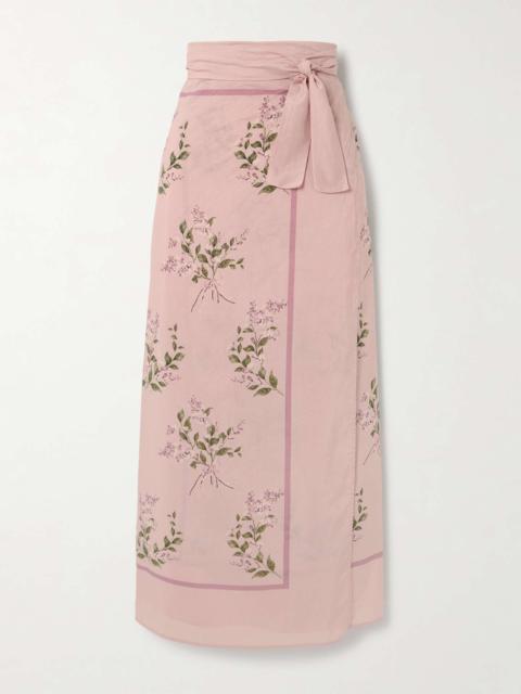 Agua by Agua Bendita Lavanda Wisteria floral-print cotton and silk-blend voile pareo Pink