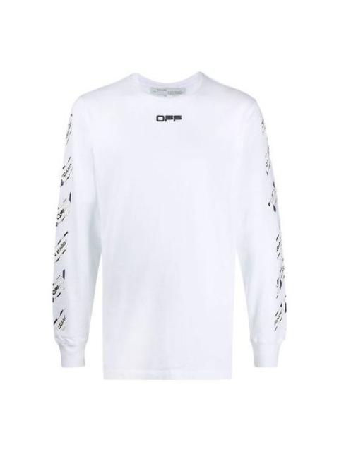 Men's Off-White FW21 Rubber Strap Long Sleeves Slim Fit White T-Shirt OMAB001S201850030188