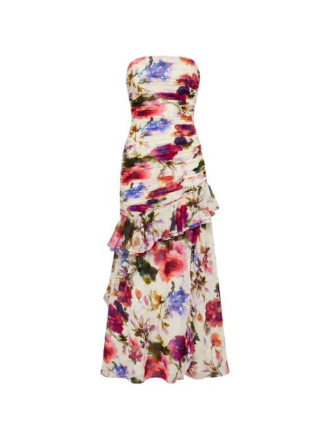 NICHOLAS Viola ruched ruffled maxi dress