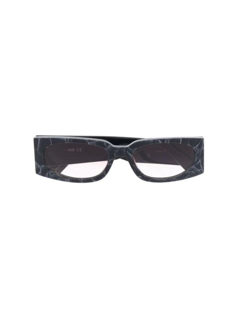 marble-effect rectangular-frame sunglasses