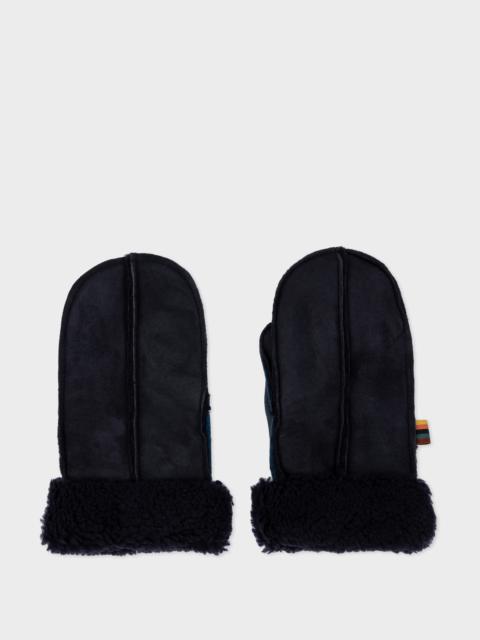 Paul Smith Navy Blue Shearling Mittens