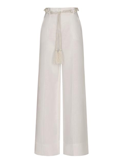 ANDRES OTALORA Senda Ecru Belted Linen Pants white