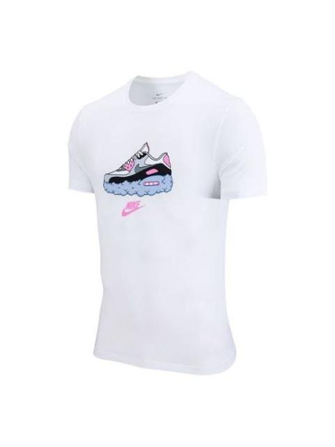 Nike Nike 스포츠웨어 Knit 인쇄 스포츠 둥근 목 짧은 소매 백색 DB4826-100