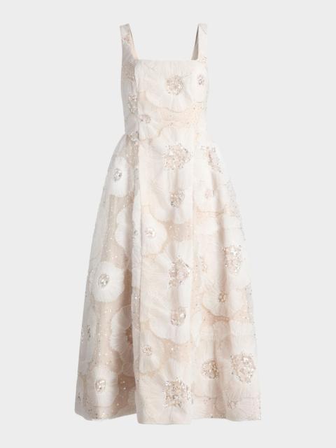 MILLY Arianna Tulle Flower Beaded Dress