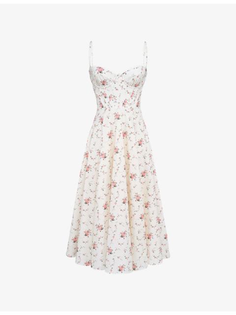 House of CB Steffani Floral-Print Stretch-Cotton Midi Dress