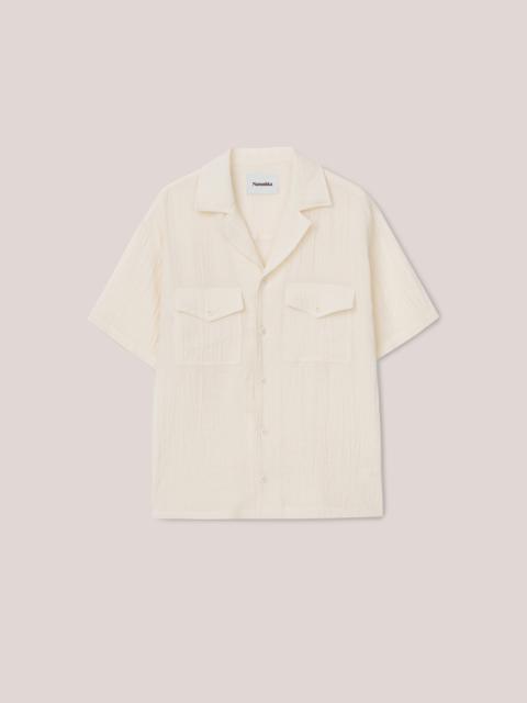 DENIS - Cotton-linen gauze shirt - Creme
