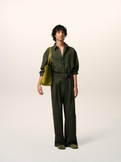 AMI Paris GREEN WOOL BACK SLIT LOOSE SHIRT