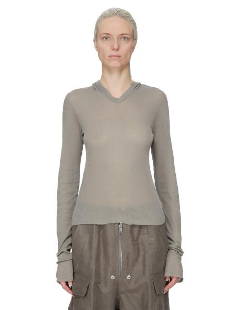 Rick Owens CROPPED HOODED RIB LS T