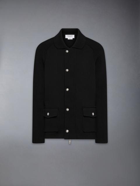 Thom Browne MIXED STITCH COTTON CASHMERE ZIP UP JACKET