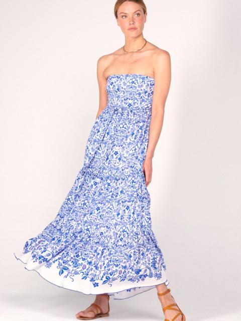 Poupette St Barth Long Dress Thelma - Blue Tiare