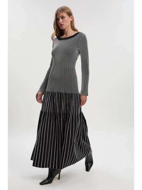 KAREN MILLEN Petite Viscose Blend Striped Knitted Maxi Dress