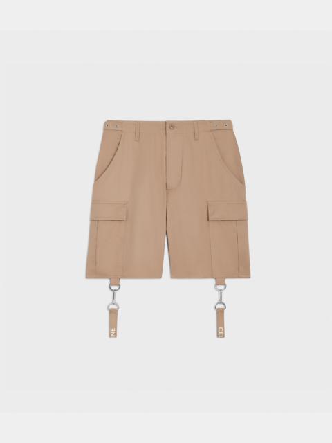 shorts with celine straps in cotton linen