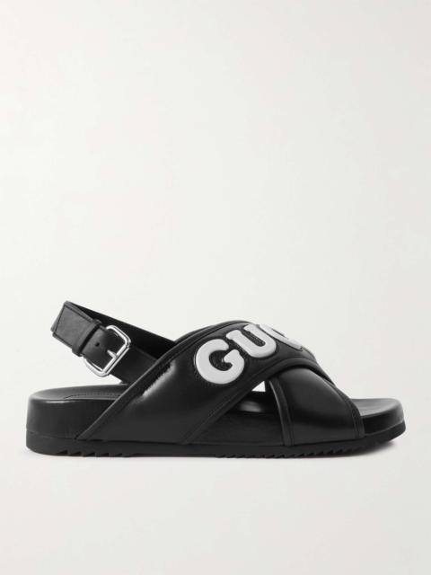 GUCCI Logo-Embossed Leather Sandals