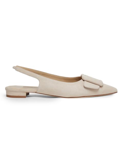 Manolo Blahnik Women's Maylura Suede Slingback Flats - Medium Beige