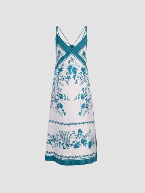 Erdem BOTANICAL PRINT SILK TWILL MIDI SLIP DRESS