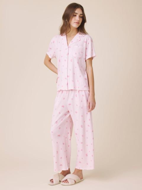 Splendid Strawberries and Stripes Notch Top and Crop Pant PJ Set