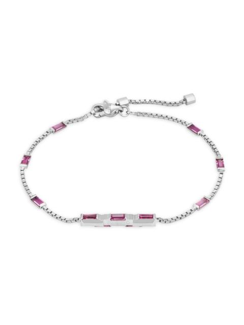 GUCCI Women's Link To Love 18K White Gold & Rubellite Bar Charm Bracelet/6.3-6.7" - White