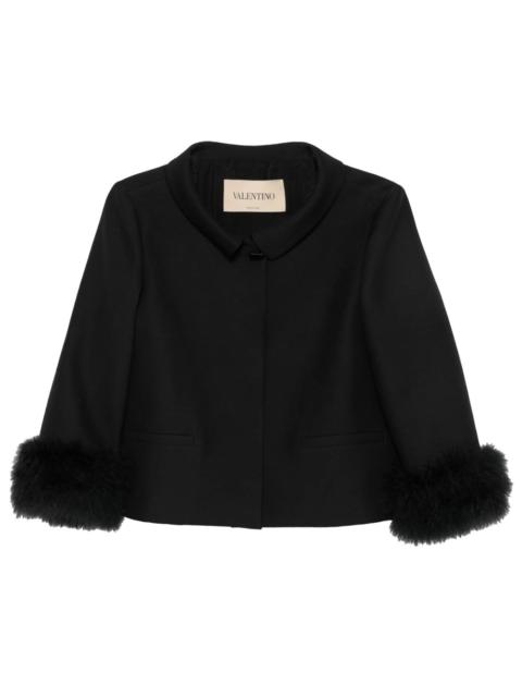 Valentino Valentino Garavani crop jacket in wool and silk with feathers