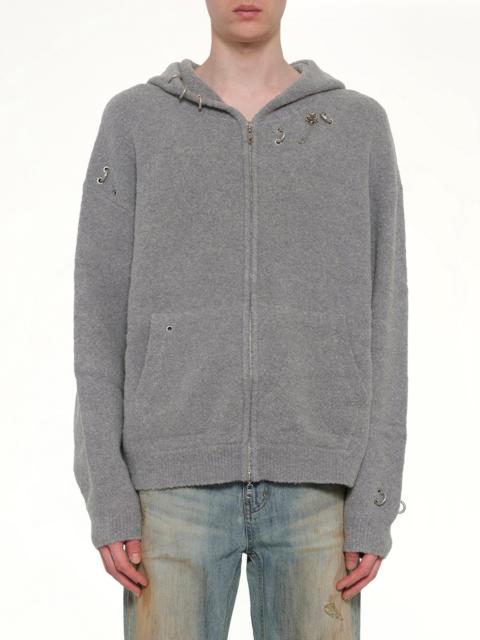 We11done Rose with Thorns Zip-Up Hoodie in Grey