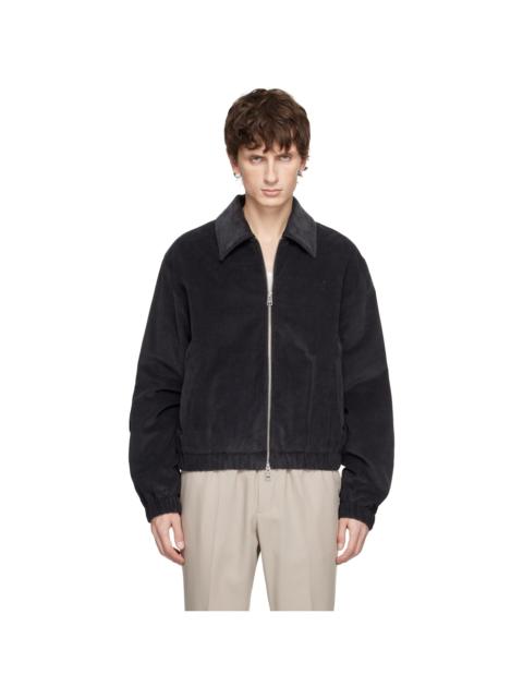 AMI Paris Gray Cotton Ami De Coeur Padded Zipped Jacket