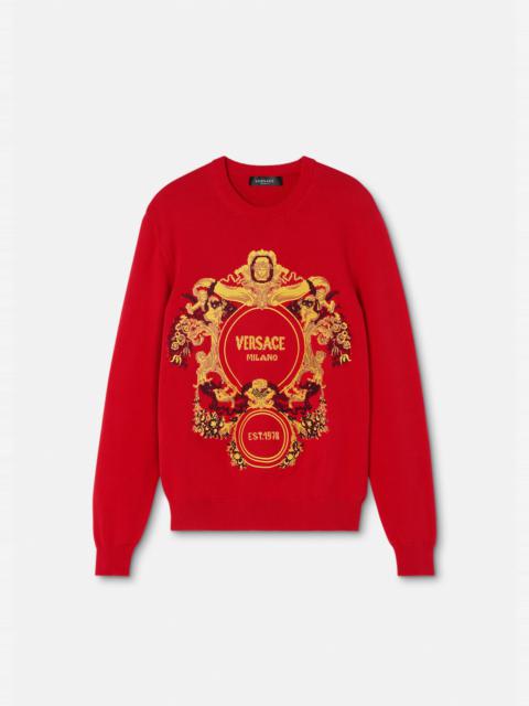 VERSACE Baroque Intarsia Embroidered Sweater