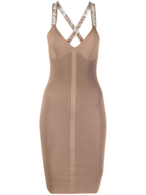 Off-White logo strap bodycon dress
