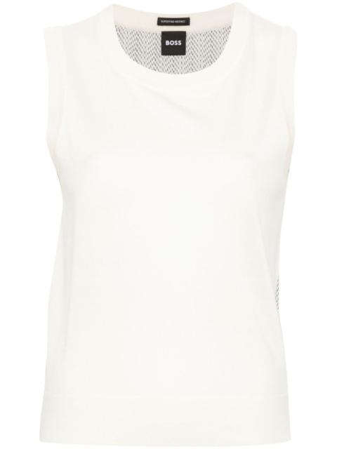 BOSS abstract pattern-detail sleeveless knitted top
