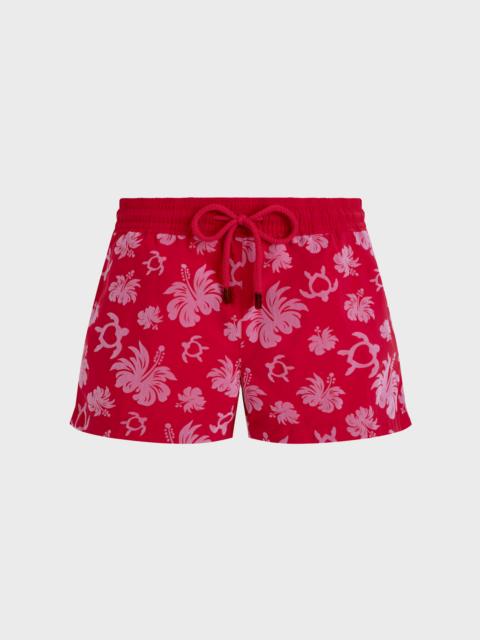 Vilebrequin WOMEN SWIM SHORTS FLOCKED TURTLES HEART