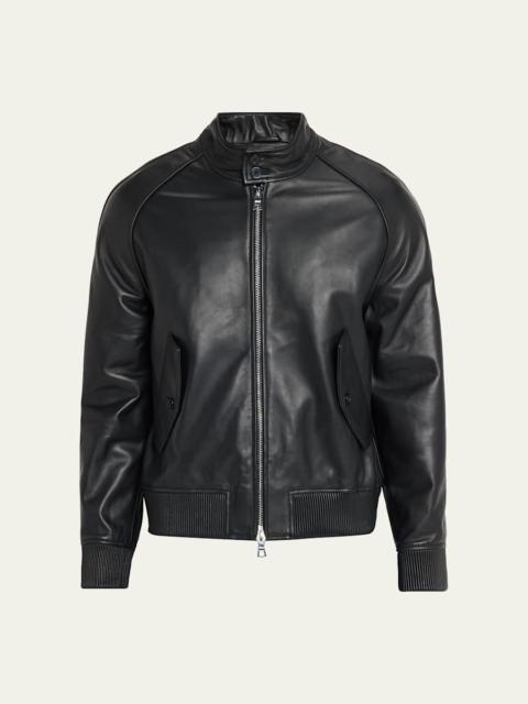 OFFICINE GÉNÉRALE Men's Leather Band-Collar Biker Jacket