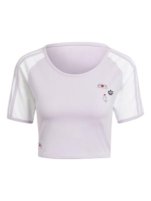 adidas (WMNS) adidas Originals x Mickey Mouse 3-Stripes Icon For Her Baby T-Shirt 'Purple' IY2269