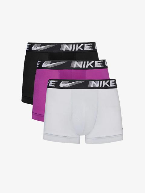 Nike Logo-waistband pack of three recycled polyester-blend trunks