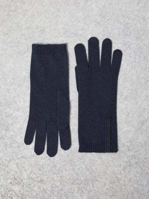Brunello Cucinelli Cashmere knit gloves with monili