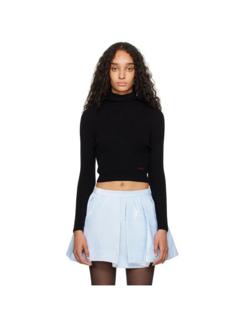 SHUSHU/TONG Black Hooded Knit Hoodie