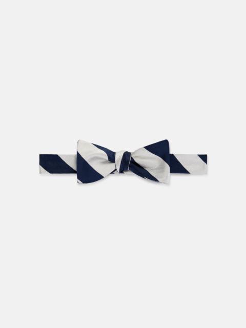 J. PRESS MADE-IN-USA NAVY & SILVER GUARD STRIPE SILK REPP BOW TIE