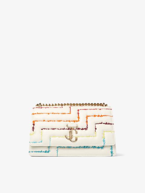 JIMMY CHOO Varenne Shoulder M
Latte Quilted Nappa Leather Shoulder Bag with Rainbow Embroidery