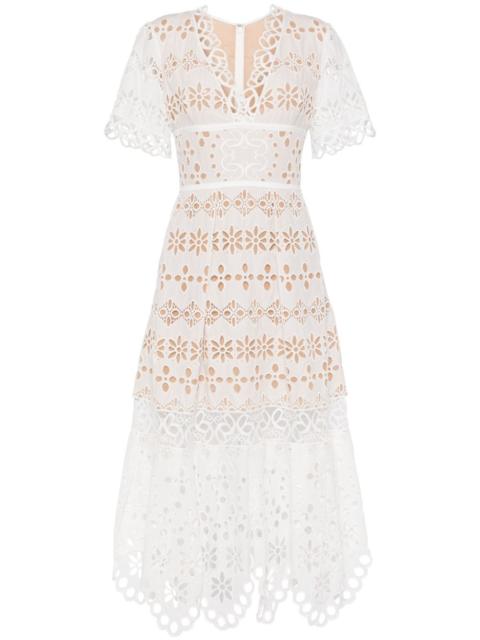 ELIE SAAB broderie anglaise midi dress