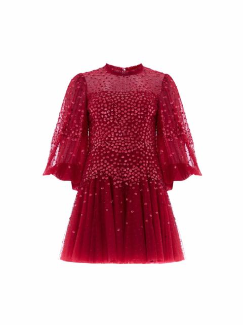 Needle & Thread Scallop Sequin Round Neck Micro Mini Dress