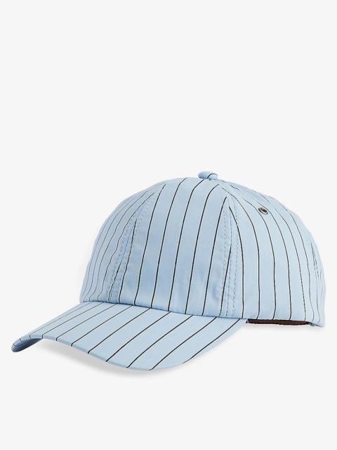 Striped six-panel cotton baseball cap