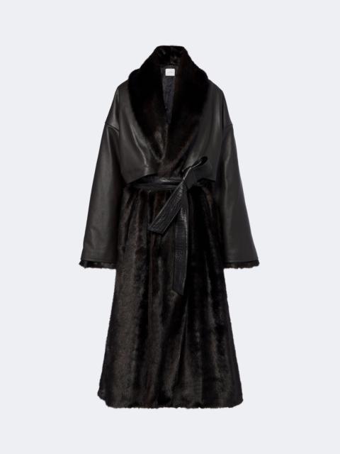 MAGDA BUTRYM Belted leather-trimmed coat