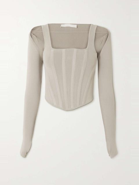 Dion Lee Convertible pointelle-knit bustier top