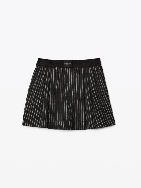 Alexander Wang CRYSTAL STRIPE BOXER SHORT IN SILK
