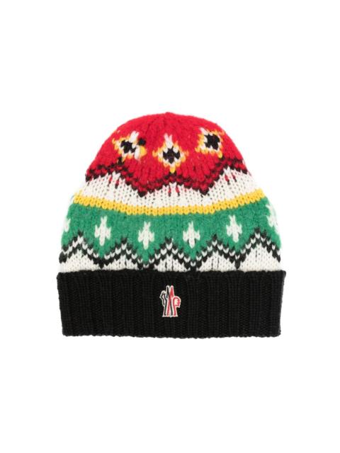 Moncler Grenoble logo-patch intarsia-knit beanie