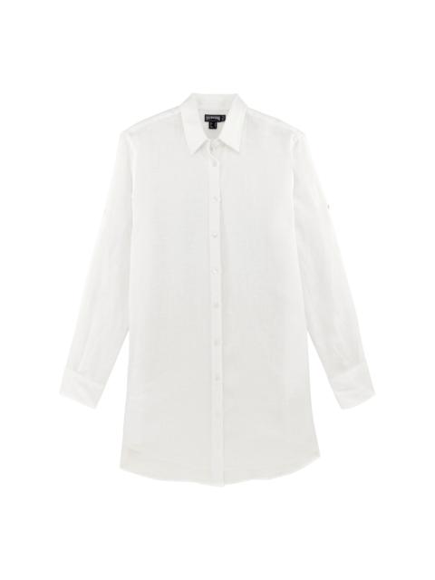 Women Long Linen Shirt Solid