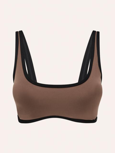 P.E NATION SOLIS SCOOP SPORTS BRA IN MOCHA