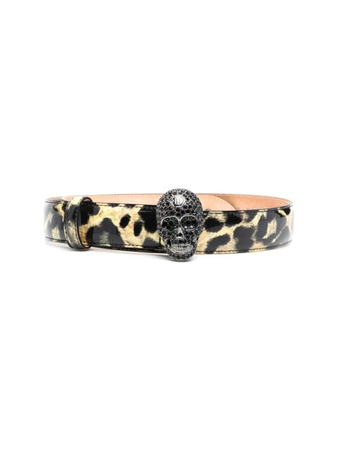 leopard-print leather belt