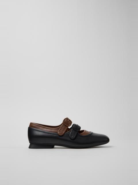 CAMPER Casi Myra Black Leather Ballerinas for Women.