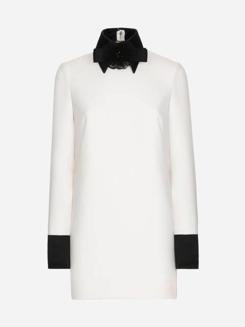 Dolce & Gabbana Short woolen dress with satin details
